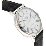 Longines Presence 38.5mm Automatic White Dial Black Leather Strap Watch for Men - L4.921.4.11.2