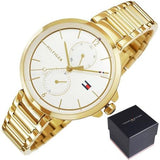 Tommy Hilfiger Angela White Dial Gold Steel Strap Watch for Women - 1782128