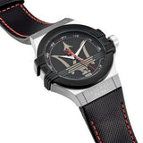 Maserati Potenza Black Dial Black Leather Strap Watch For Men - R8851108001