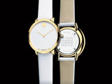 Movado 70th Anniversary Limited Edition White Dial White Leather Strap Watch For Women - 0607138