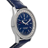 Breitling Navitimer Automatic 38mm Blue Dial Blue Leather Strap Mens Watch - A17325211C1P1