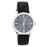 Burberry The City Grey Dial Black Leather Strap Watch for Men - BU9030