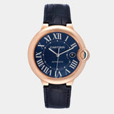 Cartier Ballon Bleu De Cartier Blue Dial Blue Leather Strap Watch for Men - WGBB0036