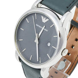 Emporio Armani Classic Quartz Grey Dial Grey Leather Strap Watch For Men - AR1730