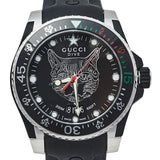 Gucci Dive Feline Black Dial Black Rubber Strap Watch For Men - YA136323