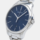 Gucci G Timeless Blue Dial Silver Steel Strap Watch For Men - YA126316