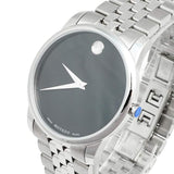 Movado Museum Classic Black Dial Silver Steel Strap Watch For Men - 606504