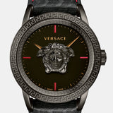 Versace Palazzo Empire Black Dial Black Leather Strap Watch for Men - VERD00218