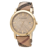 Burberry The City Gold Dial Printed Leather Strap Watch for Women - BU9026