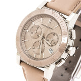 Burberry The City Chronograph Rose Gold Dial Beige Leather Strap Watch For Women - BU9702