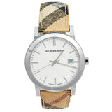 Burberry The City Silver Dial Brown Leather Strap Watch for Women - BU9025