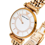 Emporio Armani Gianni T Bar Mother of Pearl Rose Gold Stainless Steel Strap Watch For Women - AR1909