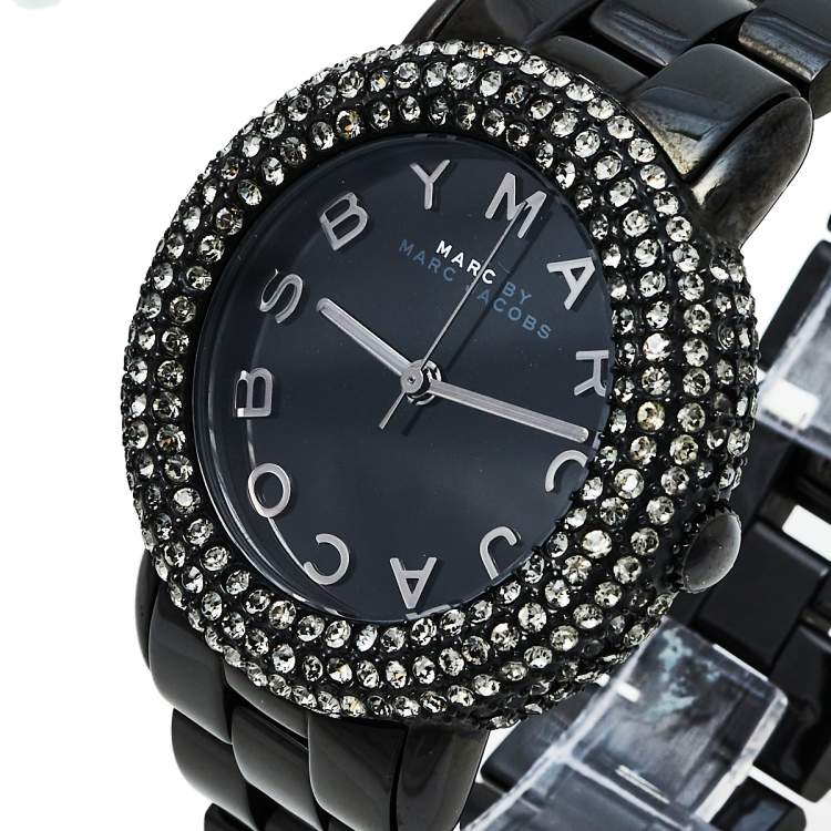 Marc Jacobs Marci Black Dial Black Steel Dial Strap Watch for Women - MBM3193