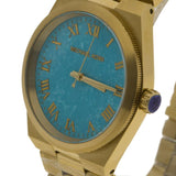 Michael Kors Channing Turquoise Dial Gold Steel Strap Watch For Women - MK5894