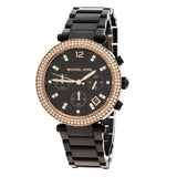 Michael Kors Parker Diamonds Black Dial Black Steel Strap Watch for Women - MK5885