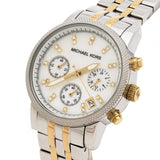 Michael Kors Ritz Chronograph White Dial Two Tone Steel Strap Watch for Women - MK5057