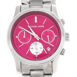 Michael Kors Runway Chronograph Pink Dial Silver Steel Strap Watch for Women - MK6160