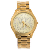 Michael Kors Slim Runway Gold Dial Gold Steel Strap Watch for Women - MK3590