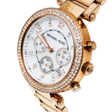 Michael Kors Parker White Dial with Diamonds Rose Gold Steel Strap Watch for Women - MK5491