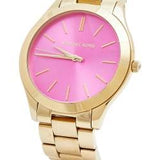 Michael Kors Slim Runway Pink Dial Rose Gold Steel Strap Watch for Women - MK3264