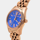 Michael Kors Lexington Quartz Blue Dial Rose Gold Steel Strap Watch For Women - MK3272