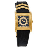 Versace VD-25 Diamonds Black Dial Black Leather Strap Watch for Women - VQF020015