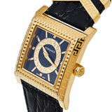 Versace VD-25 Diamonds Black Dial Black Leather Strap Watch for Women - VQF020015