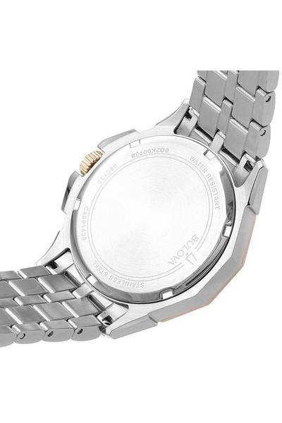 Bulova Octova Crystal Silver Dial Two Tone Steel Strap Watch for Men - 98C133