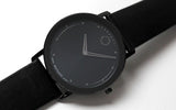 Movado Sapphire Black Dial Black Leather Strap Watch for Men - 606884