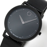 Movado Sapphire Black Dial Black Leather Strap Watch for Men - 606884