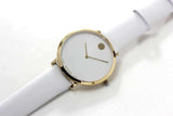 Movado 70th Anniversary Limited Edition White Dial White Leather Strap Watch For Women - 0607138