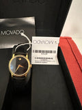 Movado Museum Black Dial Black Leather Strap Watch For Women - 2100006