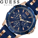 Guess Oasis Blue Dial Blue & Rose Gold Stainless Steel Strap Watch For Men - W0366G4