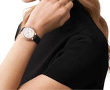 Michael Kors Camille Three-Hand Crystals White Dial Black Leather Strap Watch for Women - MK2962