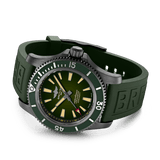 Breitling Superocean Automatic 46 Green Dial Green Rubber Strap Watch for Men - M173681A1L1S1