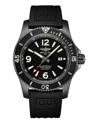 Breitling Superocean Automatic 46mm Black Dial Black Rubber Strap Watch for Men - M17368B71B1S1