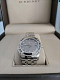 Burberry Herringbone Grey Dial Silver Steel Strap Watch for Women - BU1851