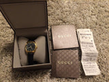 Gucci GG2570 Quartz Black Dial Black Leather Strap Watch For Women - YA142408