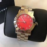 Marc Jacobs Amy Red Dial Silver Stainless Steel Strap Watch for Women - MBM3302