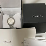 Gucci GG2570 Diamonds White Dial Silver Steel Strap Watch For Women - YA142403