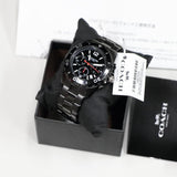 Coach Kent Chronograph Black Dial Black Steel Strap Watch for Men - 14602554