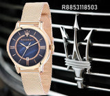 Maserati Epoca Blue Dial Rose Gold Mesh Strap Watch For Women - R8853118503