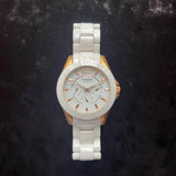 Fossil Ceramic Multifunction White Dial White Steel Strap Watch for Women - CE1006