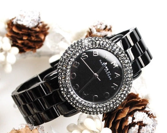 Marc Jacobs Marci Black Dial Black Steel Dial Strap Watch for Women - MBM3193