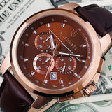 Maserati Successo Brown Dial Brown Leather Strap Watch For Men - R8871621004