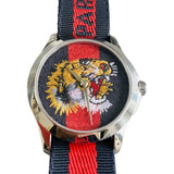 Gucci G Timless Le Marche Des Merveilles Blue & Red Dial Blue & Red Nylon Strap Unisex Watch  - YA126495