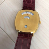 Gucci Grip Quartz Yellow Gold Dial Maroon Leather Strap Watch For Women - YA157405