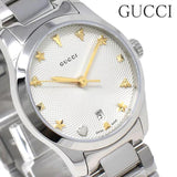 Gucci G Timeless White Dial Silver Steel Strap Watch For Women - YA126572A