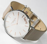 Coach Perry Silver Dial Light Brown Leather Strap Watch for Women - 14503119