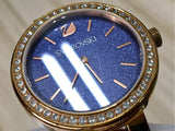 Swarovski Daytime Glittering Blue Dial Rose Gold Steel Strap Watch for Women - 5182277